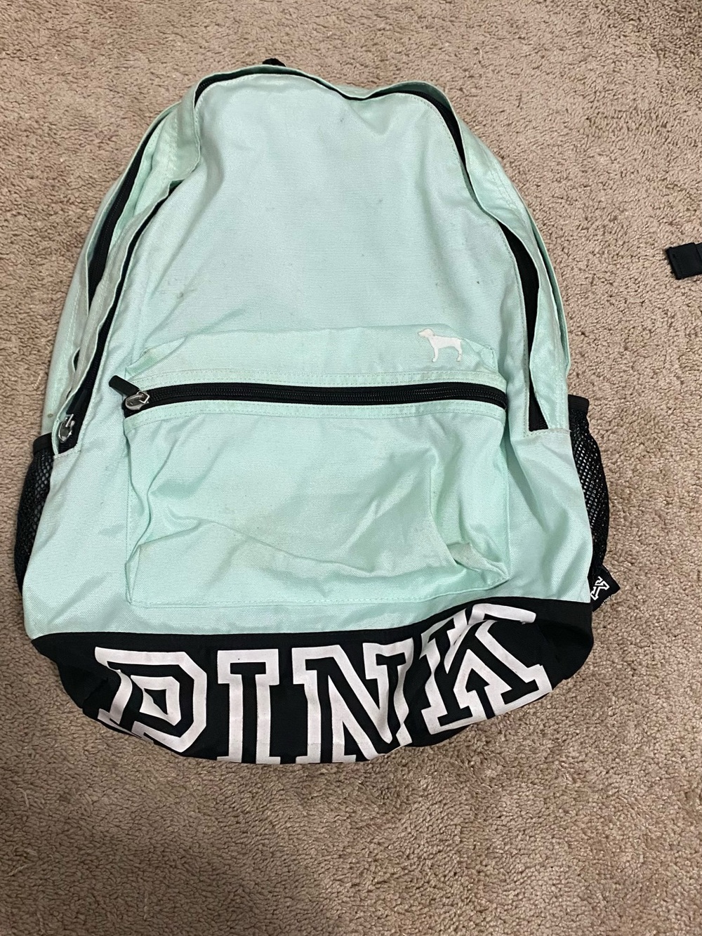 PINK Victoria's Secret Mint Green and Black Campus Backpack
